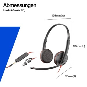 Casti audio Poly Blackwire 3225 cu microfon noise cancelling, USB-C si 3.5mm - Img 6
