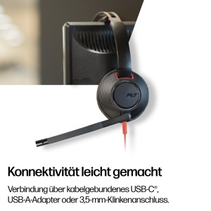 Casti audio Poly Blackwire 5220, Noise Cancelling, USB-CUSB-A3,5 mm, Negru - Img 5