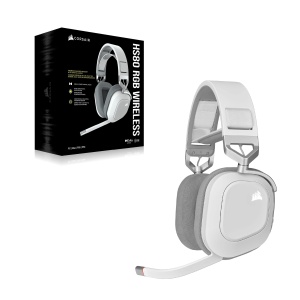 Casti de gaming multiplatforma CORSAIR HS80 RGB WIRELESS - Dolby Atmos - Microfon omnidirectional - Compatibil iCUE - PC, Mac, PS5, PS4 - Alb - Img 9