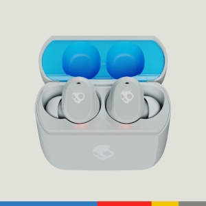 Casti intraauriculare fara fir Skullcandy Mod, durata de viata a bateriei de 34 de ore, micro, compatibile cu dispozitive iPhone, Android si Bluetooth - gri/albastru - Img 3
