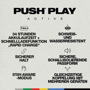 Casti intraauriculare wireless Skullcandy Push Play active durata de viata a bateriei de 34 de ore mod Stay-Ware micro compatibil cu dispozitive iPhon - Img 2