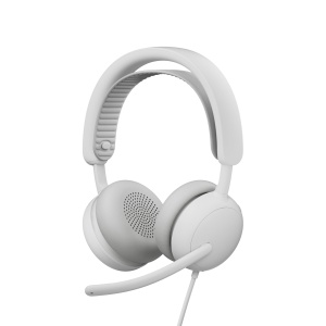 Casti Logitech Zone Wired 2 USB-C cu ANC Hibrid Adaptiv si Microfon cu Reducere de Zgomot - Alb