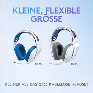 Casti pentru jocuri cu fir Logitech G335, microfon flip-to-mute, mufa audio de 3,5 mm, pernute pentru urechi din spuma cu memorie, usoare, compatibile cu PC, PlayStation, Xbox, Nintendo Switch - alb - Img 11