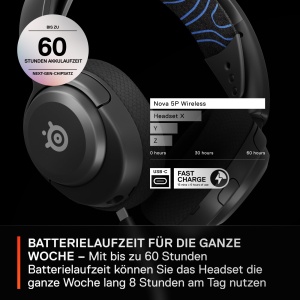 Casti pentru jocuri PS5 fara fir SteelSeries Arctis Nova 5P - Drivere magnetice din neodim - 100+ presetari audio - Durata de viata a bateriei de 60 de ore - 2.4GHz sau BT - ClearCast Gen2.X Mik - Pentru PS4/5, PC, Switch, Mobile - Img 5