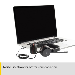 Casti stereo Jabra Evolve 30 UC - Casti de comunicatii unificate pentru softphone VoIP cu anulare pasiva a zgomotului - Cablu USB cu controler - Negru - Img 3
