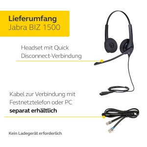 Casti stereo on-ear Jabra Biz 1500 cu deconectare rapida - casti cu fir cu microfon cu anulare a zgomotului si protectie la varf de volum pentru telefoane de birou, negru - Img 9