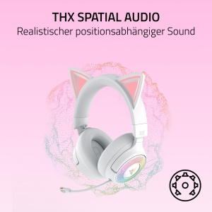 Casti wireless gaming Razer Kraken Kitty V3 Pro RGB THX Spatial Audio Alb - Img 6