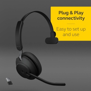 Casti wireless pentru PC Jabra Evolve2 65 - Anulare a zgomotului Casti mono certificate Microsoft Teams cu baterie de lunga durata - Adaptor Bluetooth USB-A - Negru - Img 7