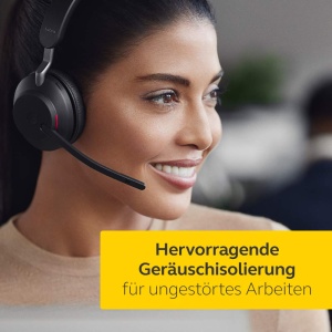 Casti wireless pentru PC Jabra Evolve2 65 - Casti stereo certificate UC cu anulare a zgomotului cu baterie de lunga durata - Adaptor Bluetooth USB-C - Negru - Img 4