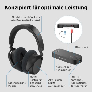 Casti wireless Sennheiser RS 255 cu Bluetooth sunet surround si autonomie 50 ore - Img 8
