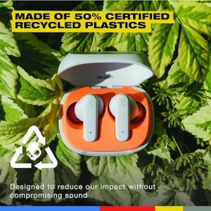 Casti wireless Skullcandy Smokin Buds autonomie 20 ore materiale sustenabile microfon portocaliu - Img 2