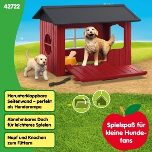 Casuta pentru caini schleich Farm World cu Golden Retriever si pui, 9 piese - Img 4
