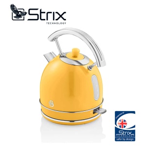 Ceainic electric Swan Retro 1.8 litri, design vintage, controler Strix cu oprire automata, wireless, otel inoxidabil fara BPA, 2200W, galben - Img 4