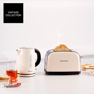 Ceainic electric Taurus Vintage Compact Cream | 2400 W | 1 L | Baza 360deg | Oprire automata | LED | maner ergonomic | Viziera de apa | Otel inoxidabil | Cutit de cupa | Crema - Img 9