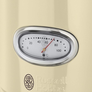 Ceainic Russell Hobbs [1.7l, 2400W] Retro Cream & Polished Stainless Steel (functie de gatit sub presiune, indicator de temperatura a apei in design retro, indicator extern al nivelului apei) Ceainic vintage 21672-70 - Img 2