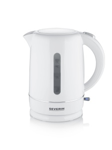 Ceainic SEVERIN, capacitate 1,7 L, cu filtru de calcar detasabil, indicator de nivel al apei, buton de pornire-oprire si indicator luminos, 2.200 W, alb, WK 4325
