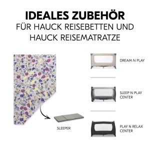Cearsaf pentru patut bebe hauck 60x120 cm, Musselin, Bej Floral - Img 7