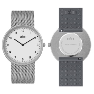 Ceas analogic Braun BN0281WHMHGYG, cadran alb, bratara din otel inoxidabil si silicon