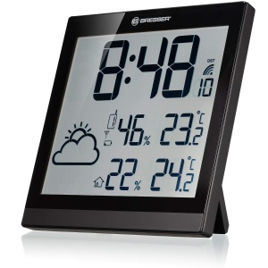 Ceas de perete cu statie meteo Bresser TemeoTrend JC, afisaj UWA, negru - Img 3