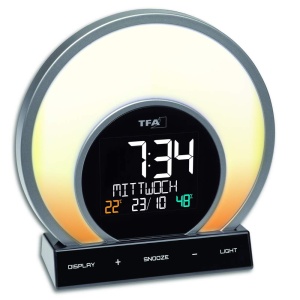 Ceas digital de trezire TFA Dostmann Soluna, 20 moduri de lumina, negru