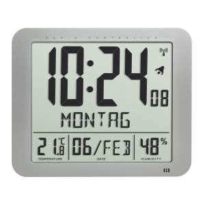 Ceas digital TFA Dostmann 60.4516.54, argintiu, cu afisaj temperatura si umiditate