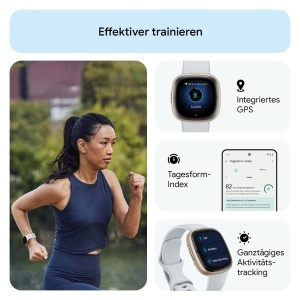 Ceas inteligent Google Fitbit Sense 2 GPS, EKG, Blue MistSoft Gold - Img 8