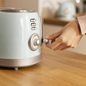 Cecotec Prajitor de paine Toast&Taste 800 Vintage Albastru Deschis, 850 W, Fante Duble Extra Lati Scurte de 3,8 cm, 2 Felii de Paine Prajita, Finisaj din Otel Inoxidabil, Stil Vintage, 3 Functii, Albastru - Img 7