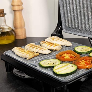 Cecotec Rock'nGrill 1500 Gratar electric rapid. Placare RockStone Stone, placa superioara reglabila pe inaltime, tava de grasime, putere de 1500 W, placare ecologica (1500 W) - Img 8