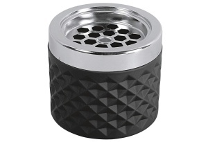 Cenusa din metal verchromat APS, cu sticla matuita, 9.5 cm, negru - Img 2