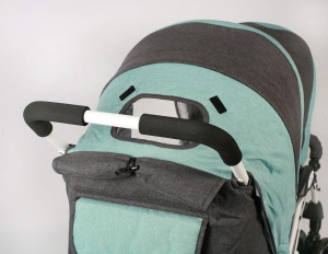 CHIC 4 BABY - Carucior Sibling DUO cu landou si husa de ploaie, Carucior Sibling pentru doi copii, carucior twin, carucior twin, carucior tandem, carucior tandem, carucior, menta melange - Img 8