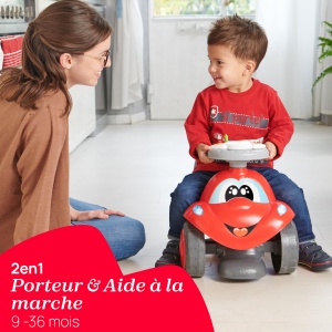Chicco Billy Walk&Ride Eco+, Primii pasi, Dispozitiv de mers si calarie 2 in 1, Asamblare usoara, Ghidon ergonomic, Roti late, cu zgomot si lumini de conducere, Plastic reciclat, 12-36 luni, Rosu - Img 3
