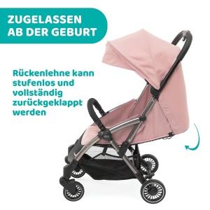 Chicco Cheerio Carucior compact de la 0 la 15 kg, ultra-usor, pliabil si rabatabil cu pozitie de dormit, inchidere automata, umbrela de soare si husa de ploaie, Blossom, negru - Img 7