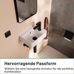 Chiuveta de mana hansgrohe Xanuia Q, 360 x 250 mm, alba, cu hahnloch si overflow - Img 3