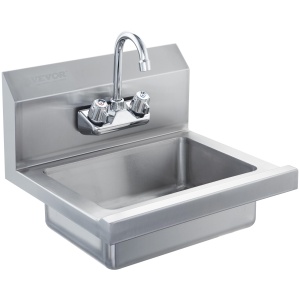Chiuveta de mana VEVOR HS-17-SP din inox, cu robinet rotativ, 432 x 381 x 330 mm