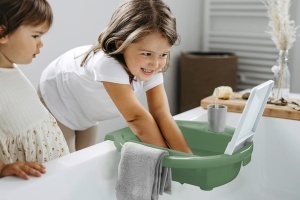 Chiuveta pentru copii Rotho Kiddy Wash, verde, cu oglinda integrata - Img 3