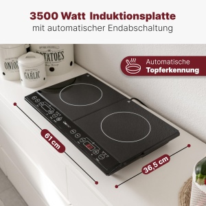 Clatronic(r) Inductie Dubla Placa Fierbinte | Plita cu inductie cu tehnologie ECO-Save | Plita dubla cu detectare automata a oalei | Plita fierbinte cu panou de control tactil cu senzor | DKI 3609 - Img 3
