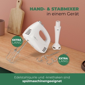 Clatronic(r) Mixer de mana | Blender de mana si stick intr-unul | Mixer de mana cu motor puternic de 300 wati | Mixer cu 5 setari de viteza | Turbo Stage si buton de evacuare | HM 3524 - Img 3