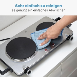 Clatronic(r) Placa dubla din otel inoxidabil | Plita cu 2 plite | 2500W | plita electrica cu manere Cool Touch | Plite cu protectie la supraincalzire | DKP 3668 E - Img 7
