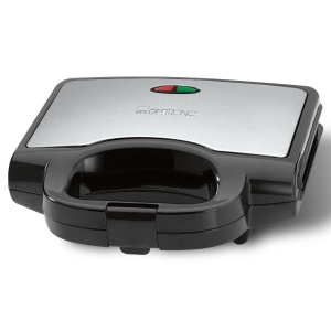 Clatronic ST 3778 Sandwich Maker, Sandwich Maker electric, Sandwich Maker cu panouri sandwich triunghiulare Acoperit antiaderent, Controler automat de temperatura, 750 Watt negru/otel inoxidabil - Img 2