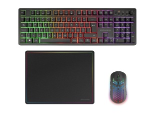 Combo Gaming Mars MCPWX, Tastatura RGB, Mouse 3200 DPI, Culoare Negru