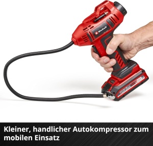Compresor auto fara fir Einhell CE-CC 18 Li-Solo Power X-Change (Li-Ion, 18 V, max. 11 bar, furtun de aer comprimat de 60 cm, automat. Functie de oprire, furnizata fara baterie si fara incarcator) - Img 6
