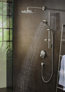 Conector perete hansgrohe FixFit S, cu prevenire a refluxului, bronz periat - Img 5