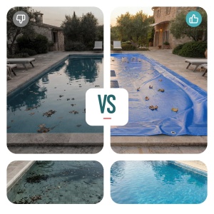 Copertina pentru piscina VOUNOT 5x10m, Polyethilen 160 gm, rezistenta la apa, albastra - Img 4