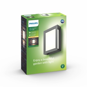 Corpuri de perete de exterior Philips Karp, 5,5 W, 2700 K, alb cald, rezistent la apa, antracit, rezistent la intemperii IP44