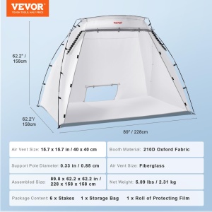 Cort portabil pentru vopsire VEVOR 228x158x158 cm material Oxford 210D cu ventilatie - Img 8
