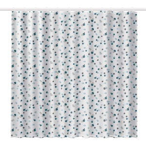 Cortina de dus Rayen, impermeabila, polyester, 180 x 200 cm, alba cu puncte albastre - Img 2