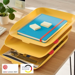 Cos de Birou Leitz A4, Set 3 Bucati, Culoare Galben, Design Ergonomic - Img 3