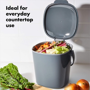 Cos de compost OXO Good Grips, 2,8 l, gri, cu capac etans - Img 4