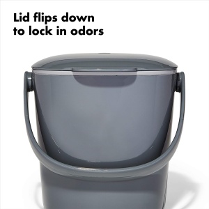 Cos de compost OXO Good Grips Gri - Cos de gunoi rezistent la mirosuri pentru bucatarie - 28 l - Img 5