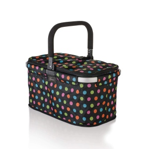 Cos de cumparaturi Genius Falko, 26 l, aluminiu, negru cu puncte colorate
